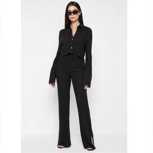 🖤 Maniere de Voir Black Textured Knit Set High Waisted Pants 6 8 Beach M Coord